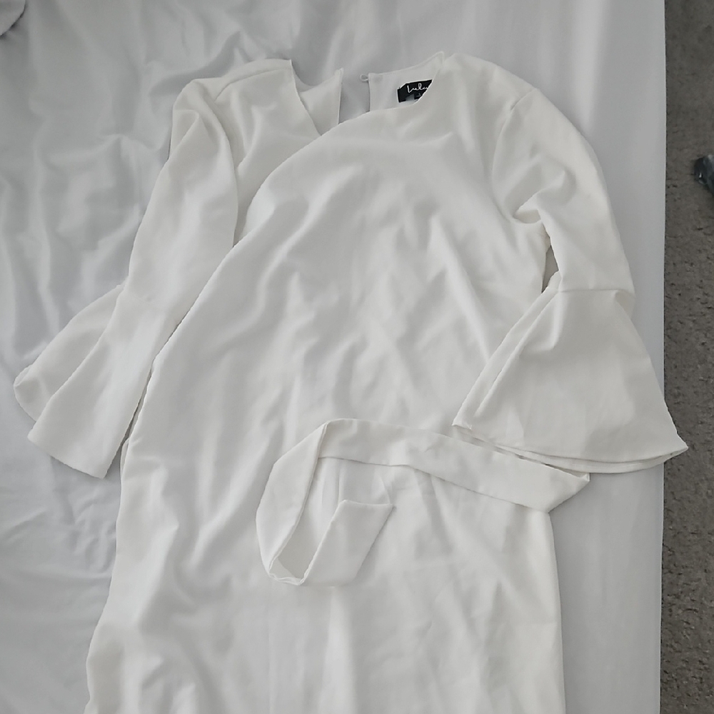 Lulu's White Bell-Sleeve Dress